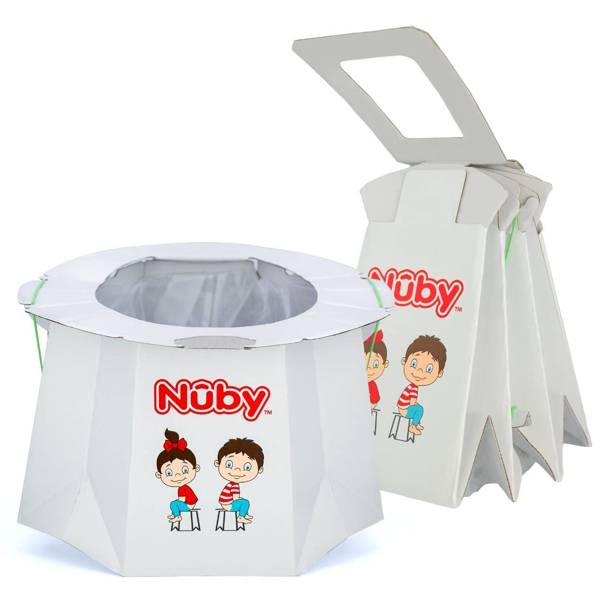 Nuby - Orinal desechable de viaje con forro - Orinal plegable y portátil; esencial para el baño de niños pequeños para campamento, viajes y paseos en coche, orinal de viaje para niños pequeños, 1