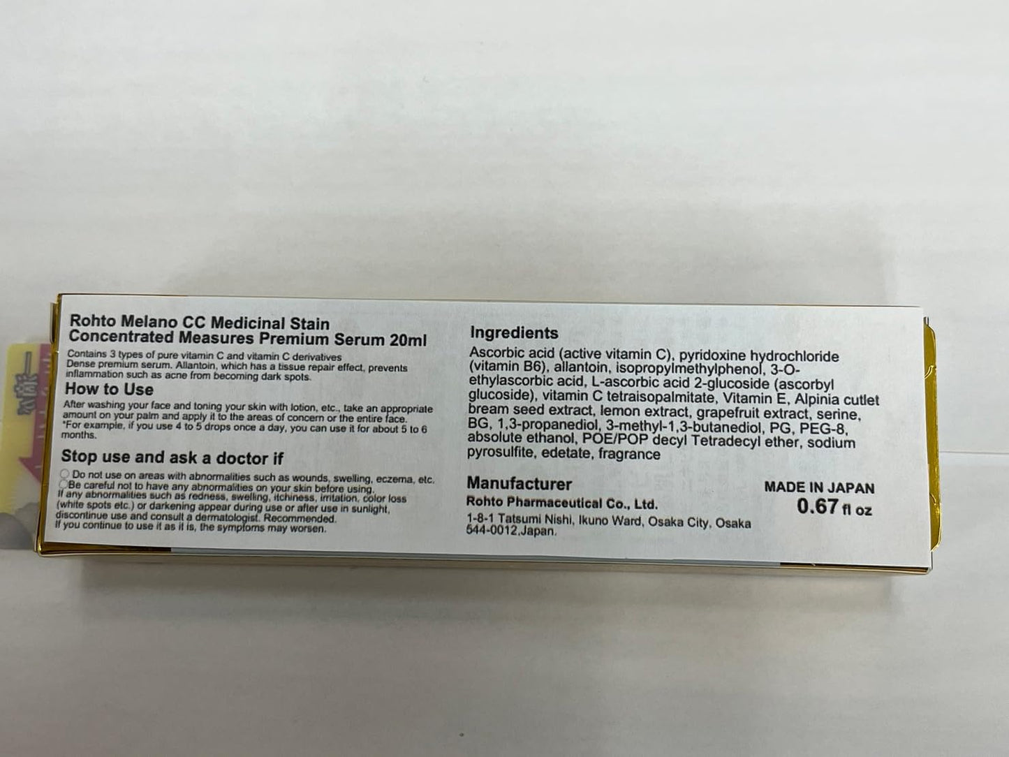 Rohto Melano CC Medicinal Stain Concentrated Measures Premium Serum 20ml