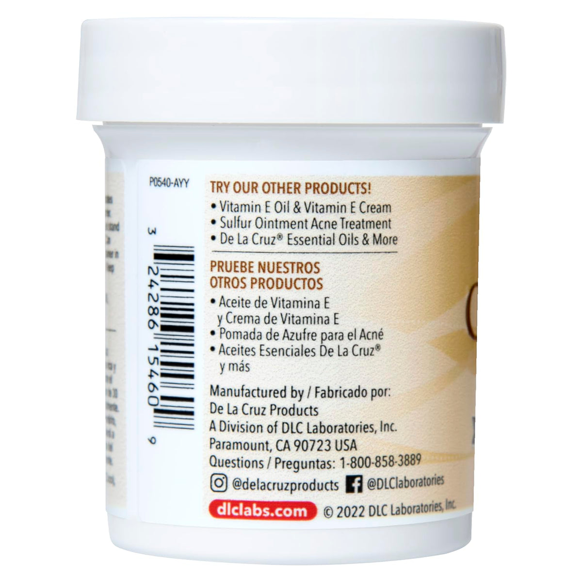 De La Cruz Coconut Oil, No Parabens or Artificial Colors, Packed in USA 2.2 OZ
