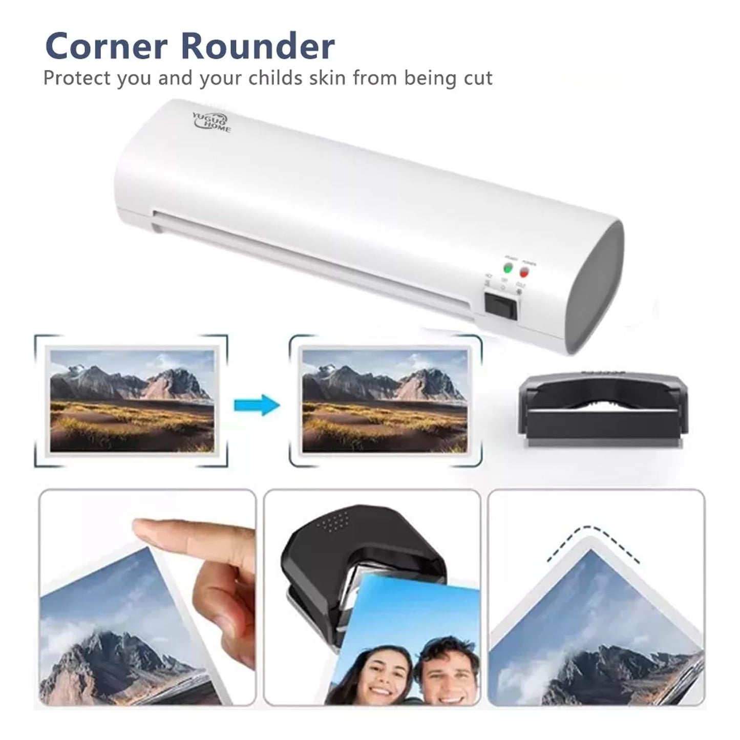 Laminadora Enmicadora Térmica de Temperatura Constante,A4 Máquina Laminadora+Cortador de Papel+300 Hojas Laminadoras,5 en 1 Laminador Térmico con Recortadora de Papel y Redondeadora de Esquinas