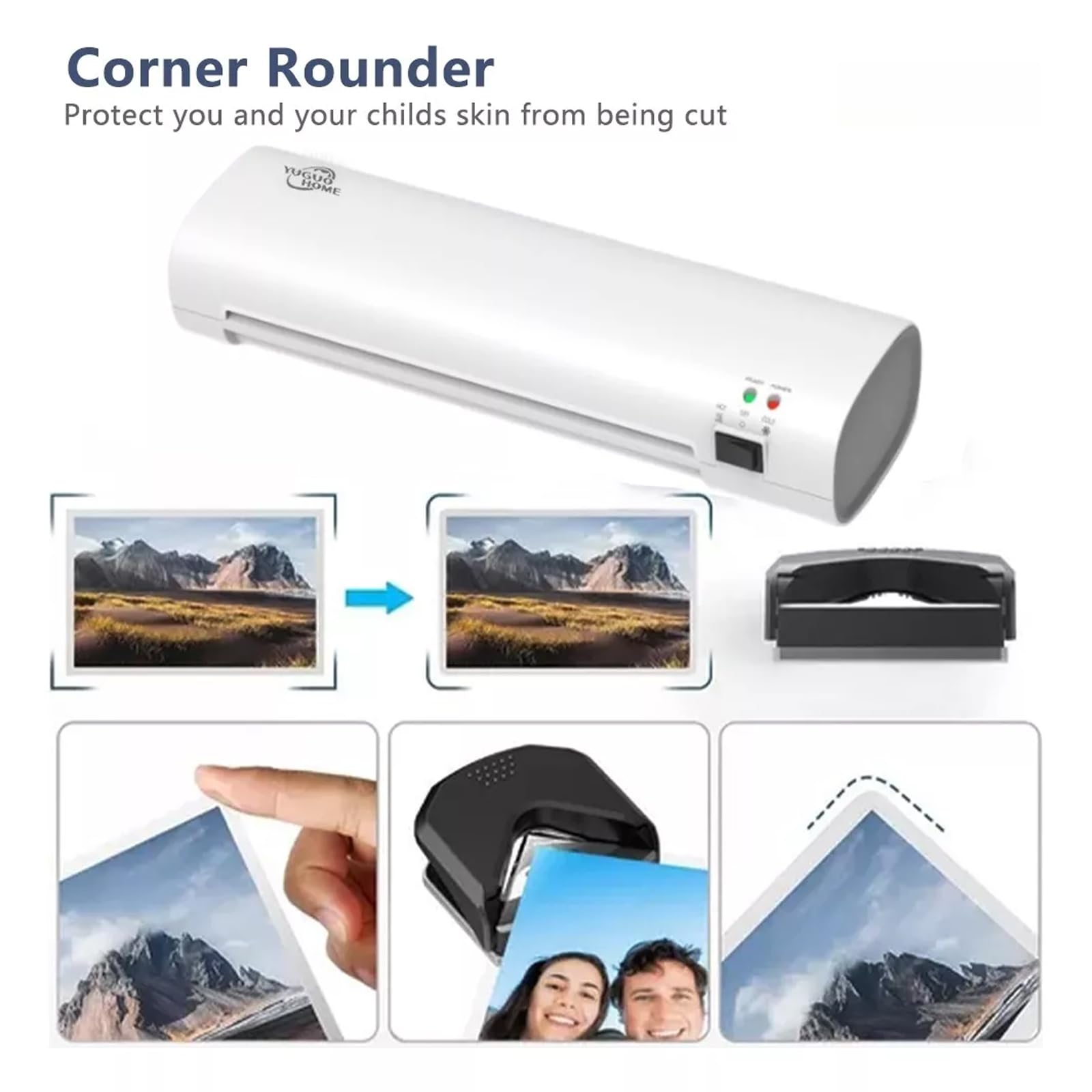 Laminadora Enmicadora Térmica de Temperatura Constante,A4 Máquina Laminadora+Cortador de Papel+300 Hojas Laminadoras,5 en 1 Laminador Térmico con Recortadora de Papel y Redondeadora de Esquinas