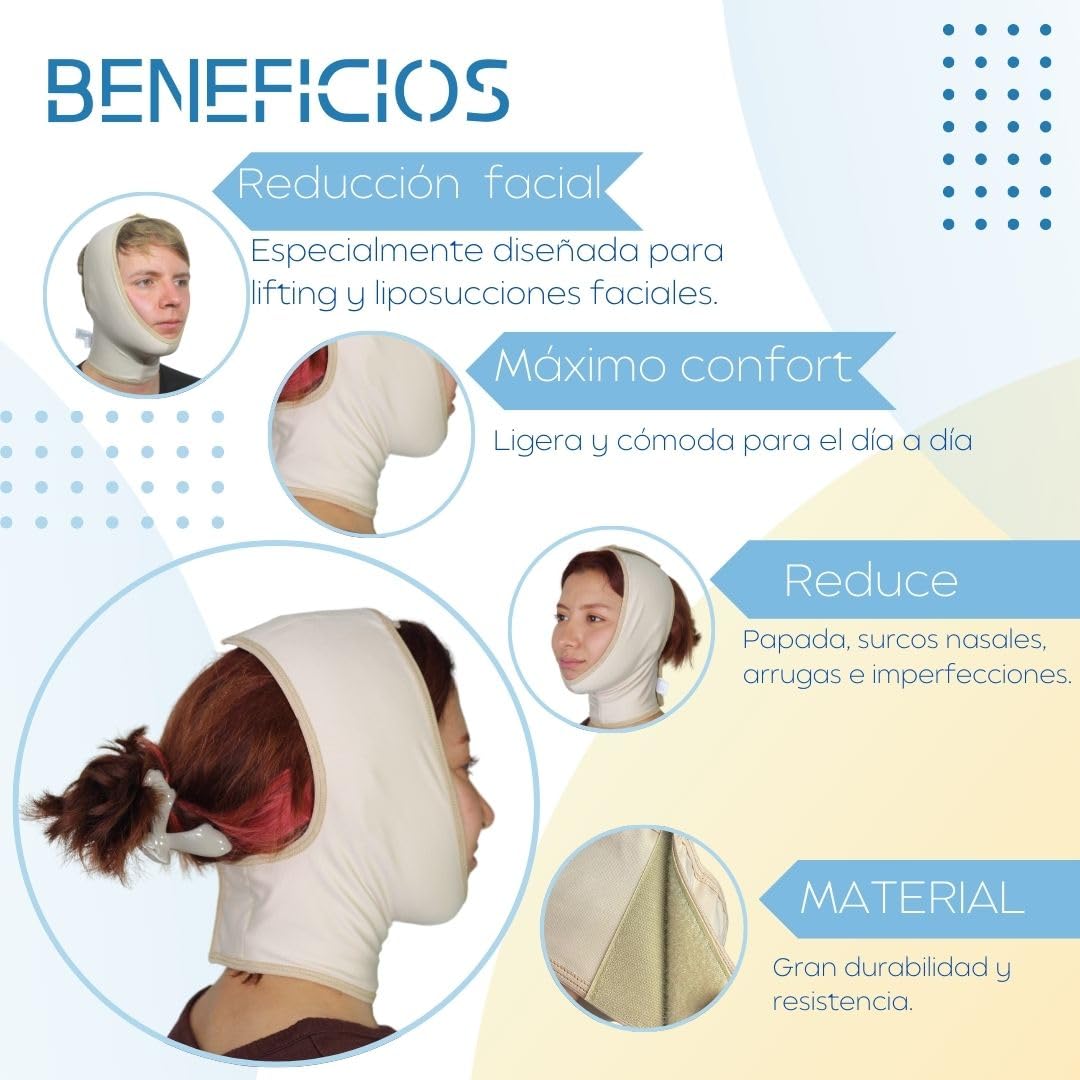 SANDRA&MONTIEL Mentonera post quirúrgica unisex unitalla ajustable para bichectomía, Correa adelgazante facial reduce papada