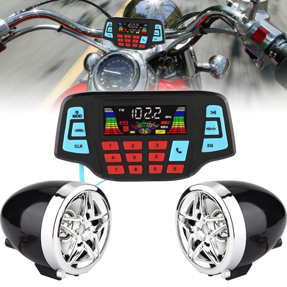 Radio Moto,Altavoces Estéreo De Motocicleta, Impermeable Moto BT Reproductor De Mp3 De Altavoces Estéreo De O Portador De Tarjeta USB TF De Altavoces Estéreo De O