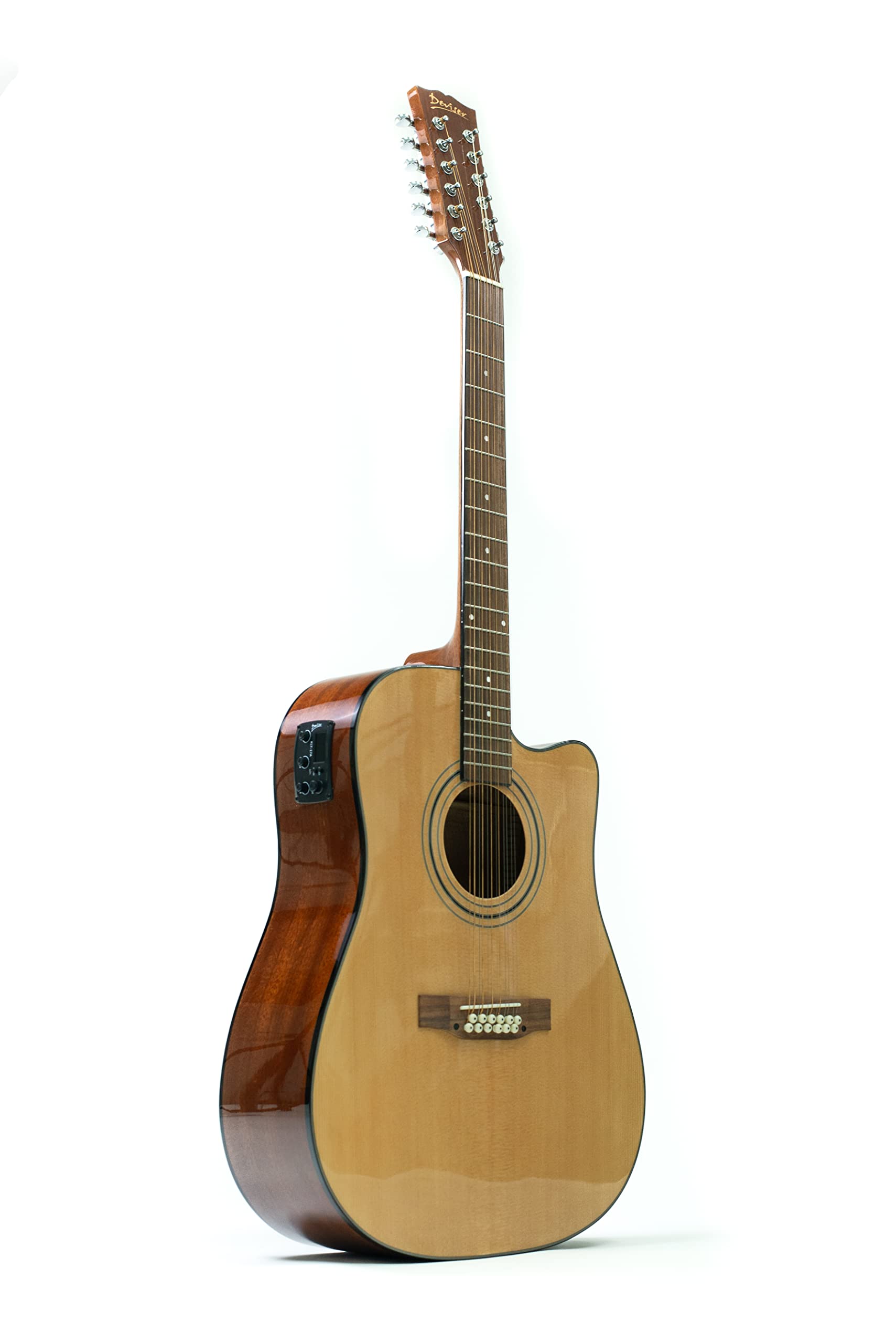 Deviser - Guitarra Electroacústica L-12x Natural 12 Cuerdas de metal, calidad de sonido, incluye funda