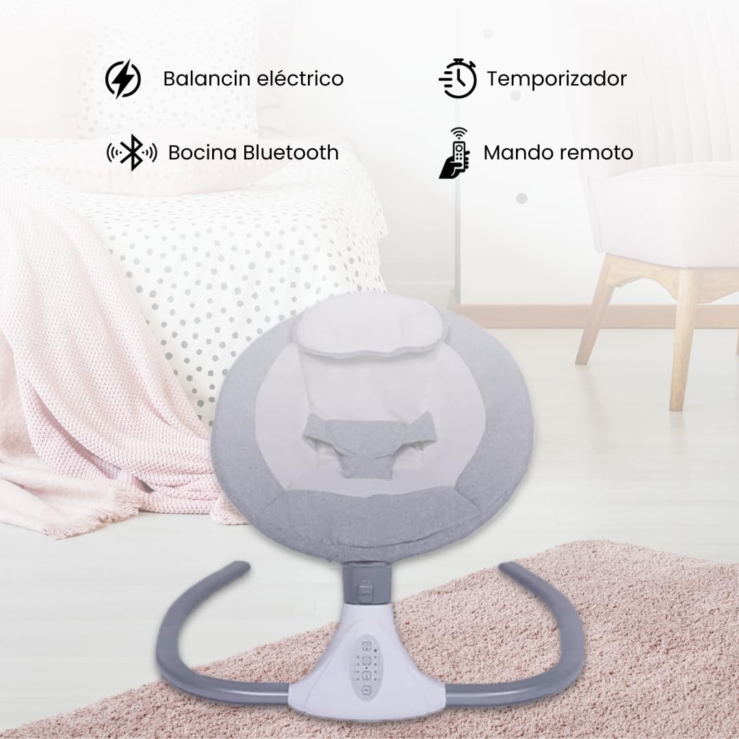 Mecedora Eléctrica SAYCHEESE con Control Remoto y Mosquitera para Bebé