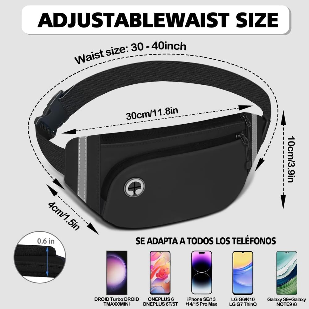 EDECOR Cangurera Deportiva, Bolsa Deportiva con Cinturón de Hombres y Mujeres, Reflectante Bolsa de Cintura para Correr, para Correr Ciclismo Gimnasio