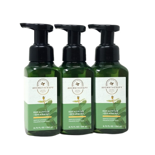 Jabón de Manos de Espuma Bath & Body Works Eucalipto Menta Aromaterapia Alivio del Estrés Juego de 3