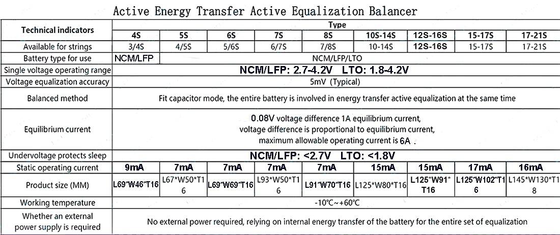 Placa de Transferencia de Energía 6S 7S 8S 5A con Equalizador Activo para Grupo Entero Lipo/Litio LTO