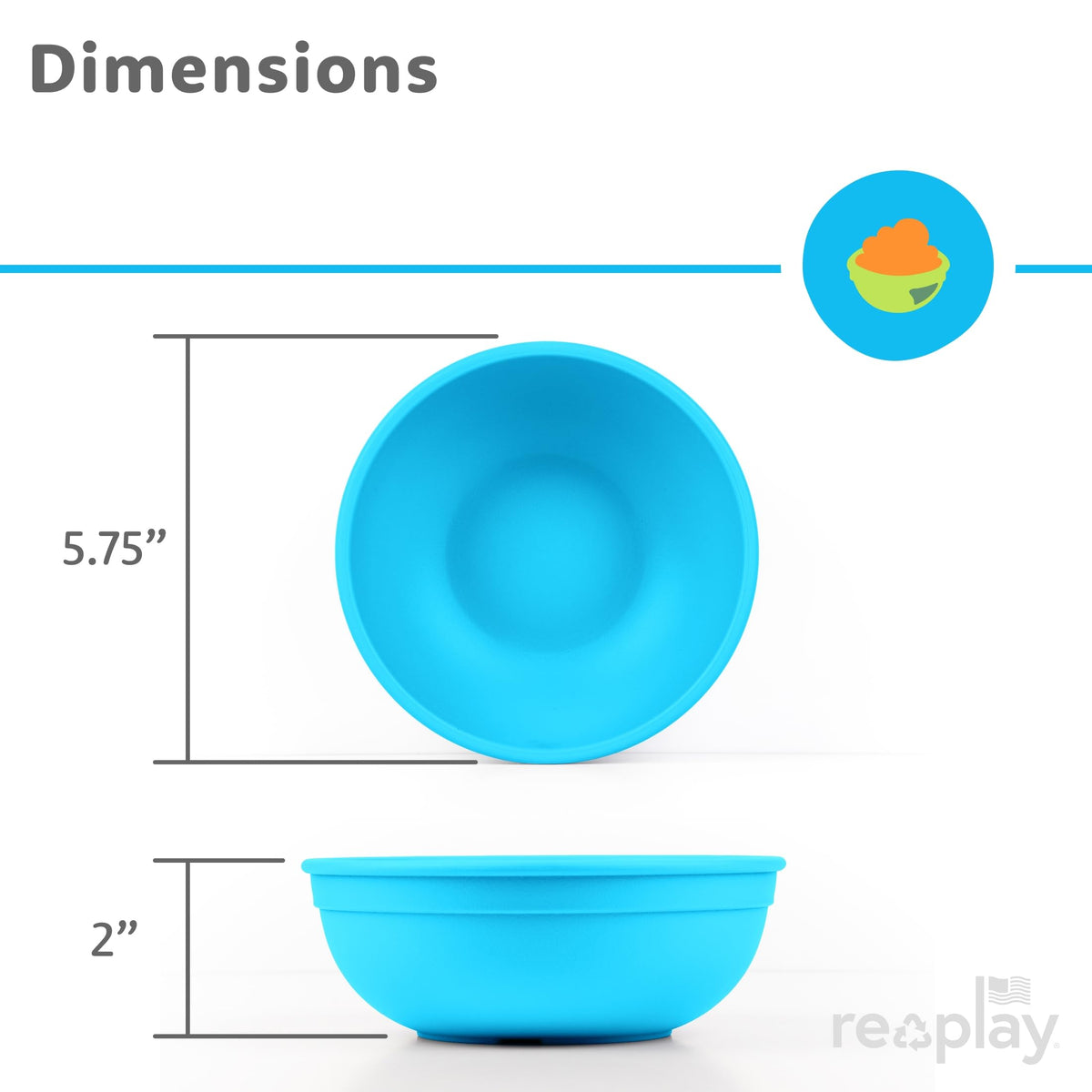 Re-Play - Cuencos para niños pequeños de 12 onzas para aperitivos y comidas diarias, aptos para lavaplatos y microondas, fabricado en Estados Unidos, juego de 6 a 5.75 x 2 pulgadas, sorbete