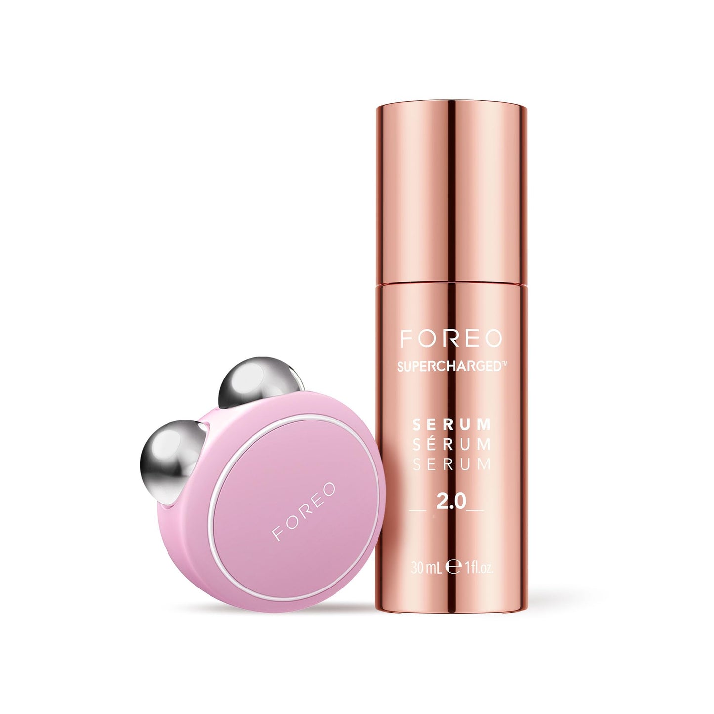 FOREO BEAR mini + Serum Sérum Serum 30 ml - Dispositivo de microcorriente facial - Masajeador facial - Dispositivo de cuidado facial - Regalos para mujer - Set de regalo - Rosado Perla