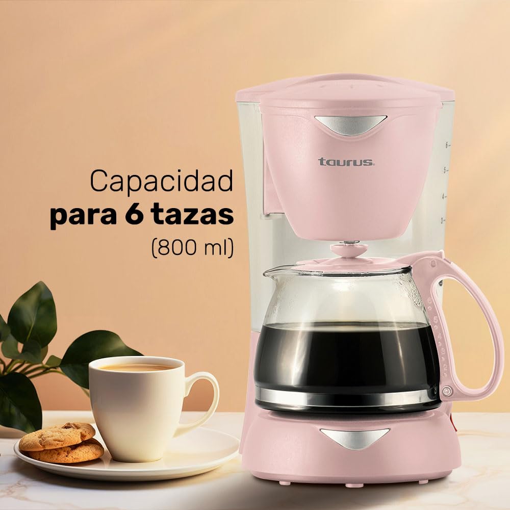 Cafetera de Goteo Taurus Ribbon 6 Tazas con Filtro Permanente y Jarra de Vidrio