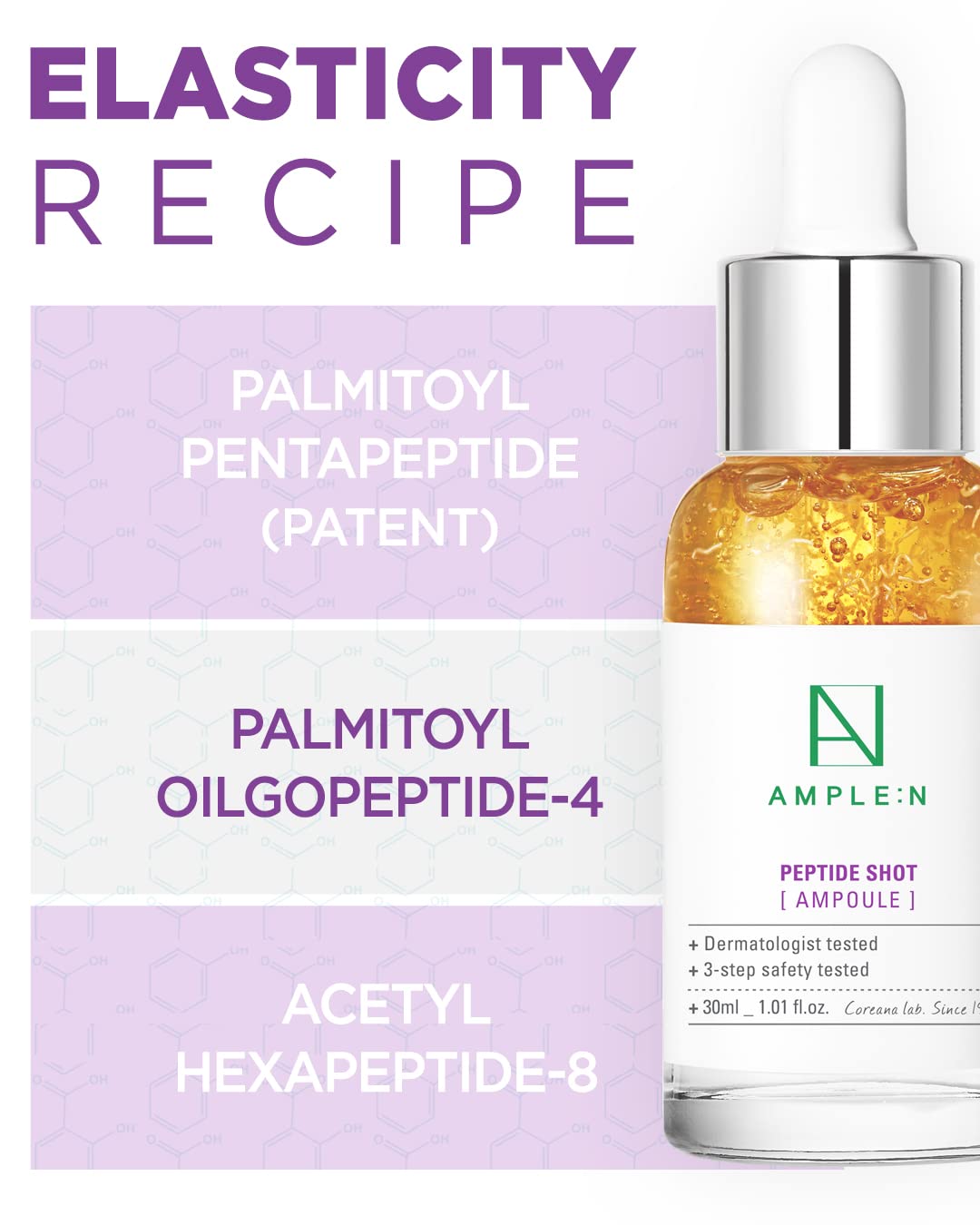 [AMPLE:N] Peptide Shot Ampoule 1.01 fl. oz. (30ml) - Visible Elasticity Care with Highly Concentrated Peptide Thread, Anti Wrinkle & Powerful Moisture Circulation, Youthful Radiant Skin