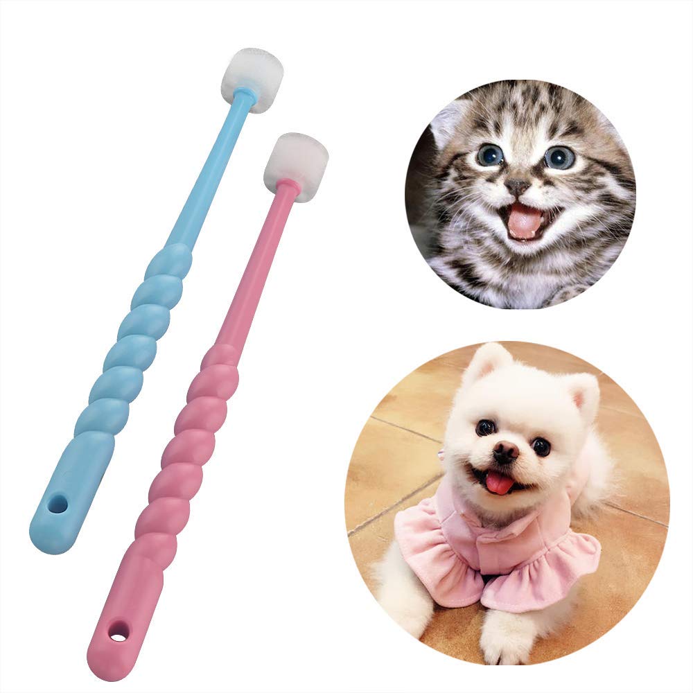 Cepillos de Dientes VTurboWay 360 Grados para Mascotas Cachorros y Perros Pequeños y Gatos Paquete de 2