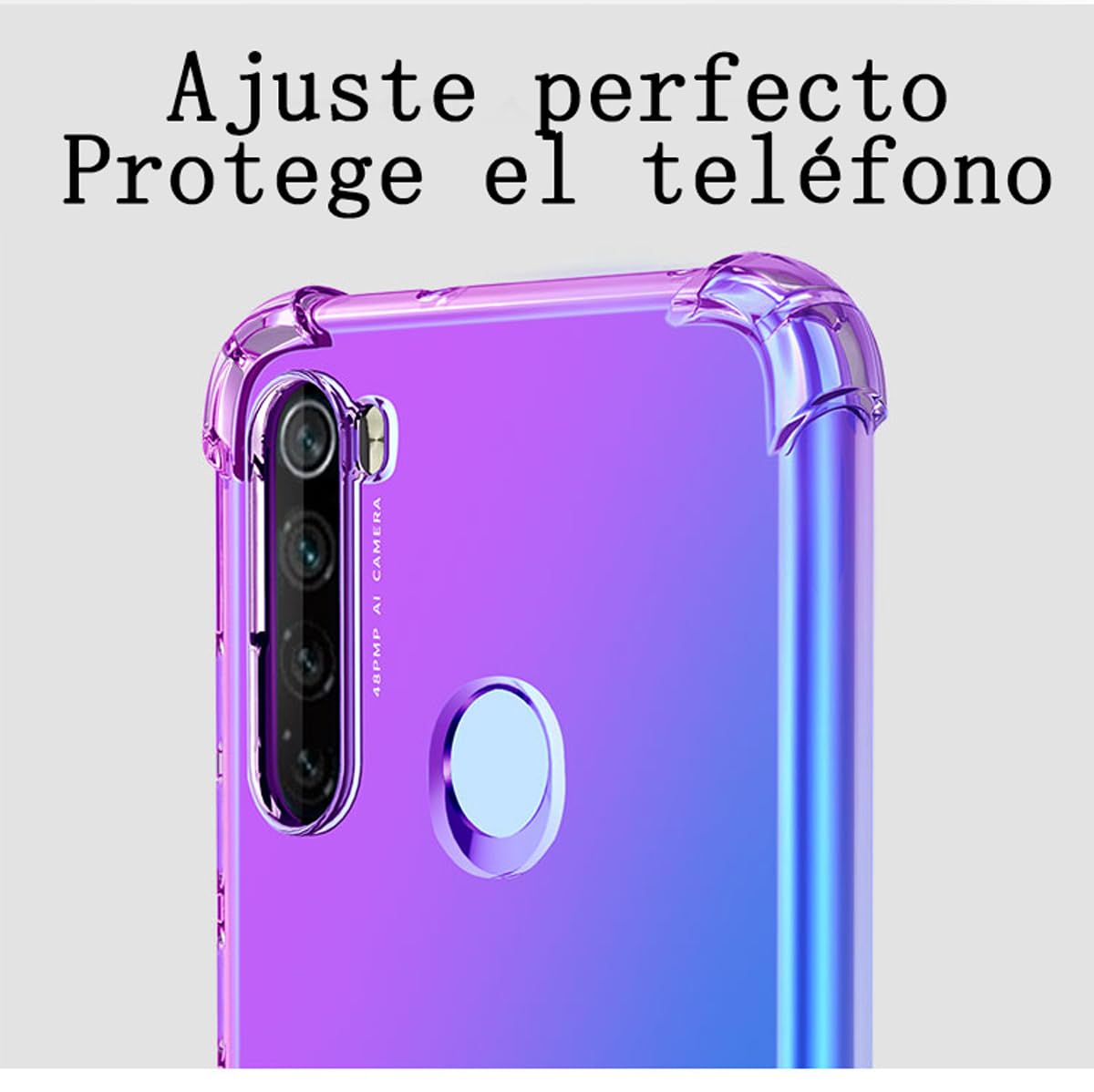 DABUNA Funda para Redmi Note 8 Case Uso Rudo,Transparente Colores Degradados Protectora de Cámara Anticaída Carcasa Bumper(Púrpura Azul)