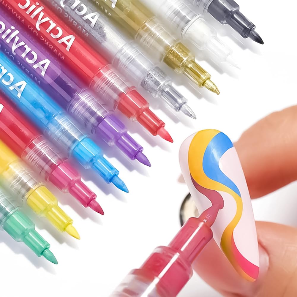 BSOON Bolígrafos en Nail Art Pens de uñas para arte en uñas - 10 colores, fácil uso