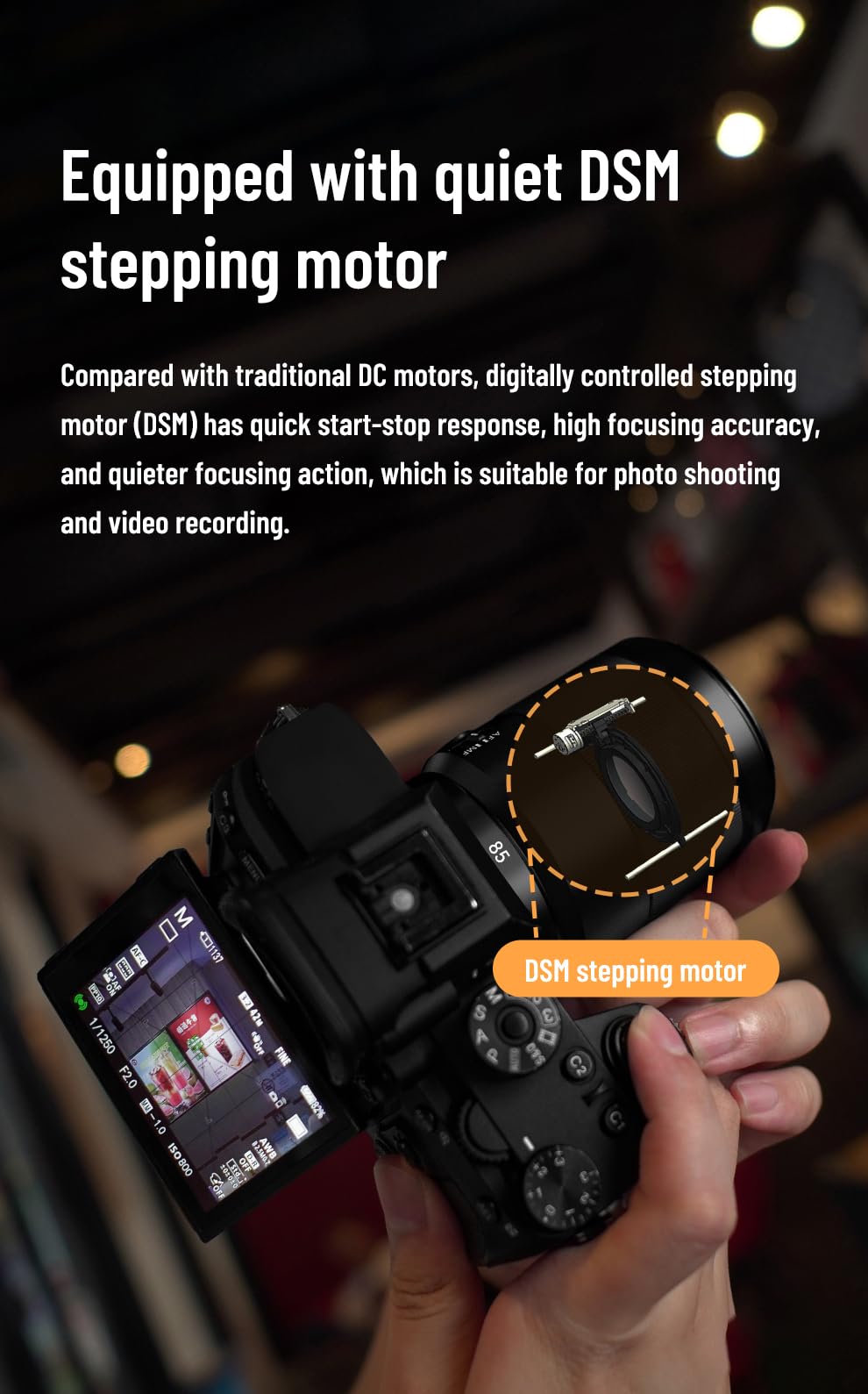 Lente Prime Marco Completo YONGNUO 85 mm Apertura Grande para Cámaras Sony E Mount sin Espejo Cuerpo Metálico