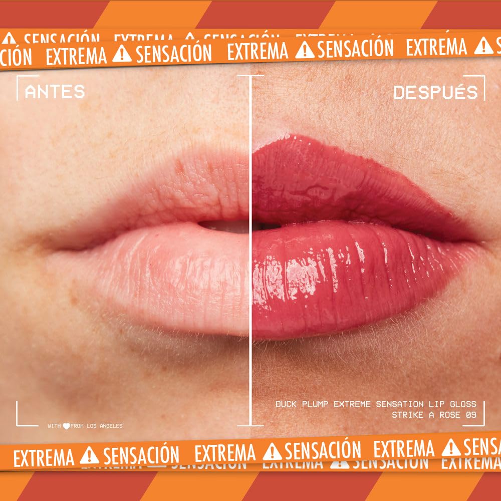 NYX Professional Makeup, Duck Plump, 7ml. Tono: Strike a Rose (ciruela). Brillo labial voluminizador con efecto plumping para un volumen instantáneo. Gloss infusionado con jengibre picante para un volumen visible y de larga duración. Fórmula vegana.