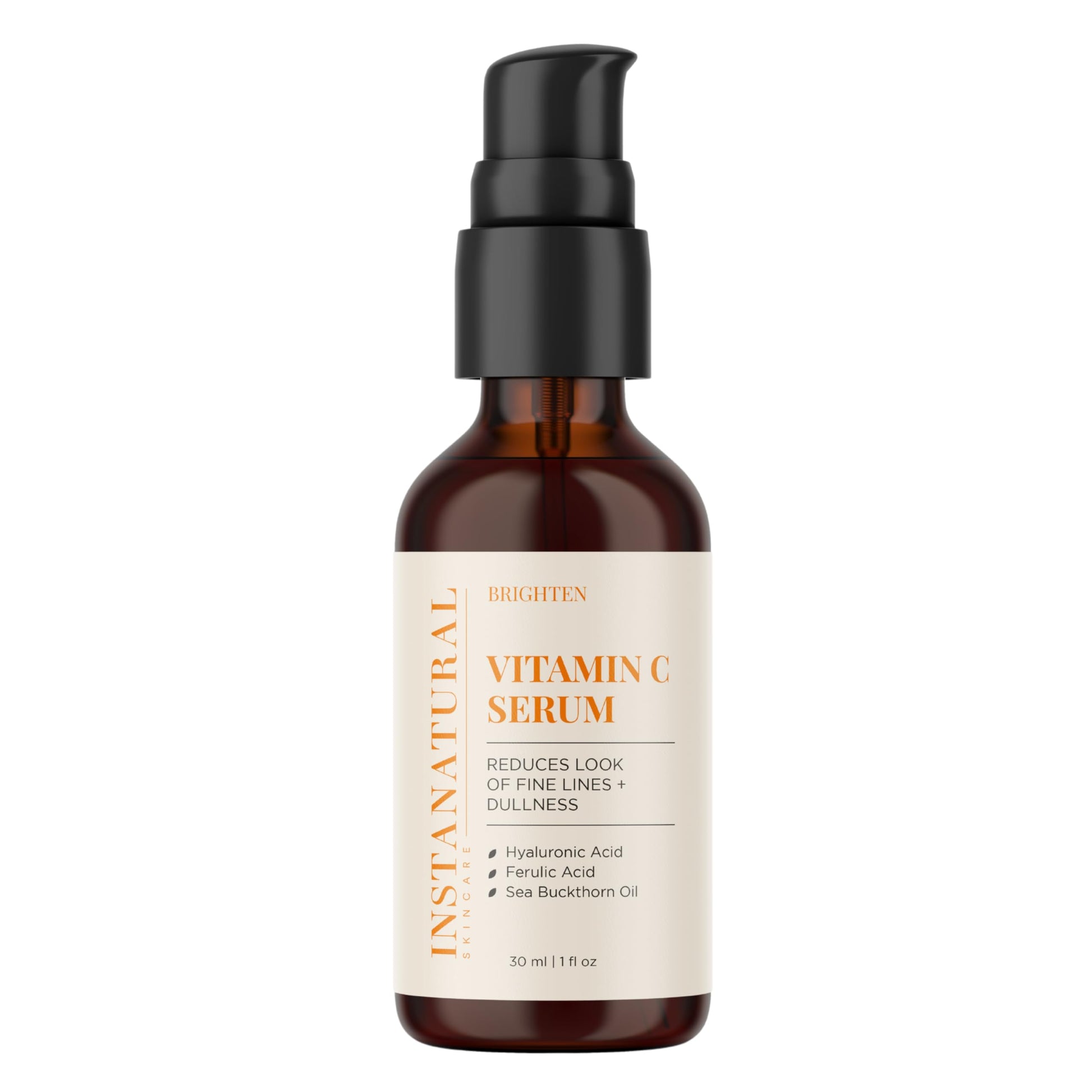 InstaNatural Vitamin C Serum for Face - Best Pure Vitamin C & Hyaluronic Acid Anti-Aging Liquid Facial Serum - With Organic Argan & Rosehip Oil, Vitamin E, Ferulic Acid & Seabuckthorn Oil - 1 OZ