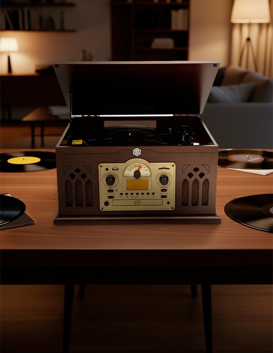 Select Sound Tocadiscos Retro de Madera con CD