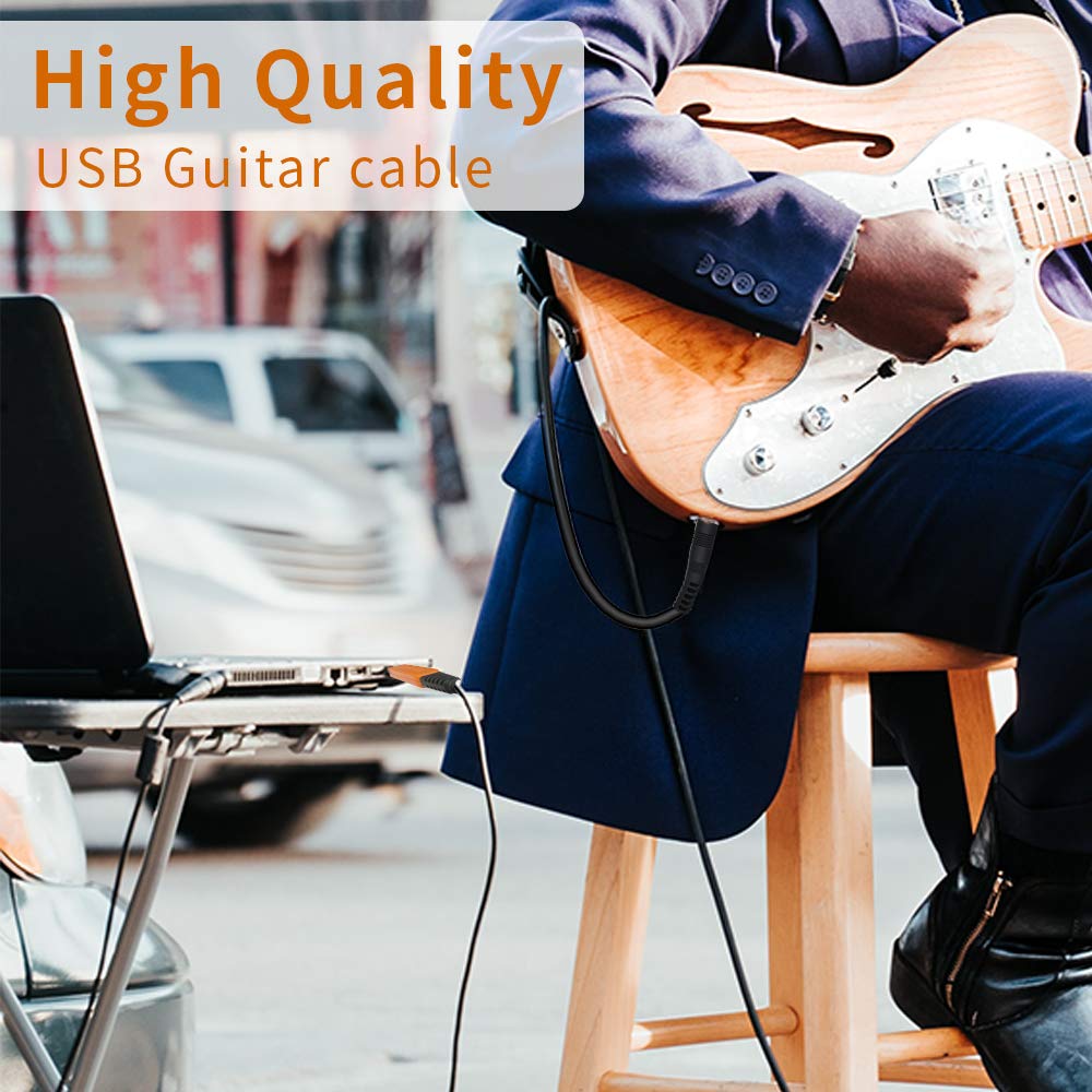 Cable USB YESPURE Dorado para Guitarra Compatible con PC, Mac, Xbox, PS4, PS3, PS2