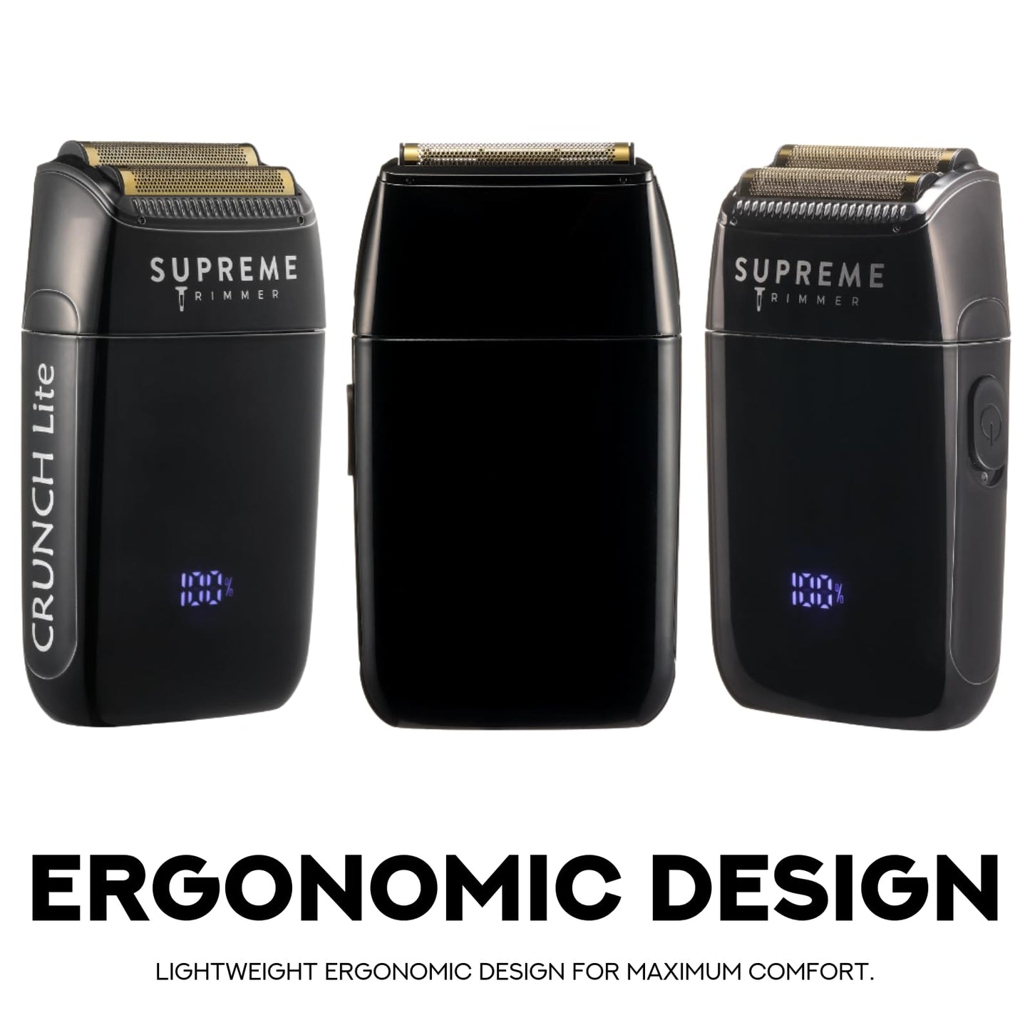 SUPREME TRIMMER - Afeitadora de papel de aluminio STF600 (60 min de tiempo de ejecución) Pro Barber Electric Razor Cald Head - Black Crunch Lite