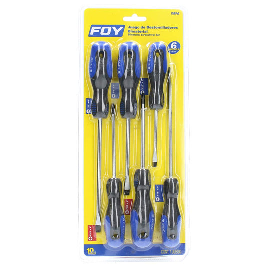 Foy DBP6 Juego de destornilladores con mango bimaterial combinados, 6 piezas
