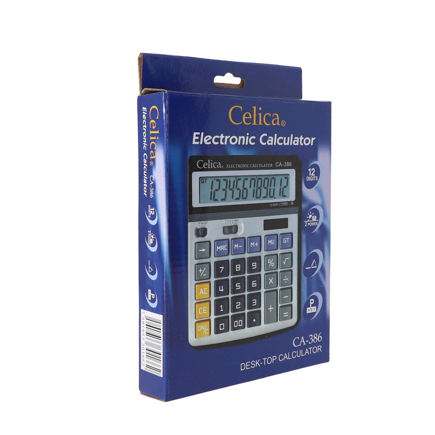 Celica CA-386 Calculadora de Escritorio con Pantalla de 12 Dígitos, Memoria de 4 Teclas, Selector de Decimales
