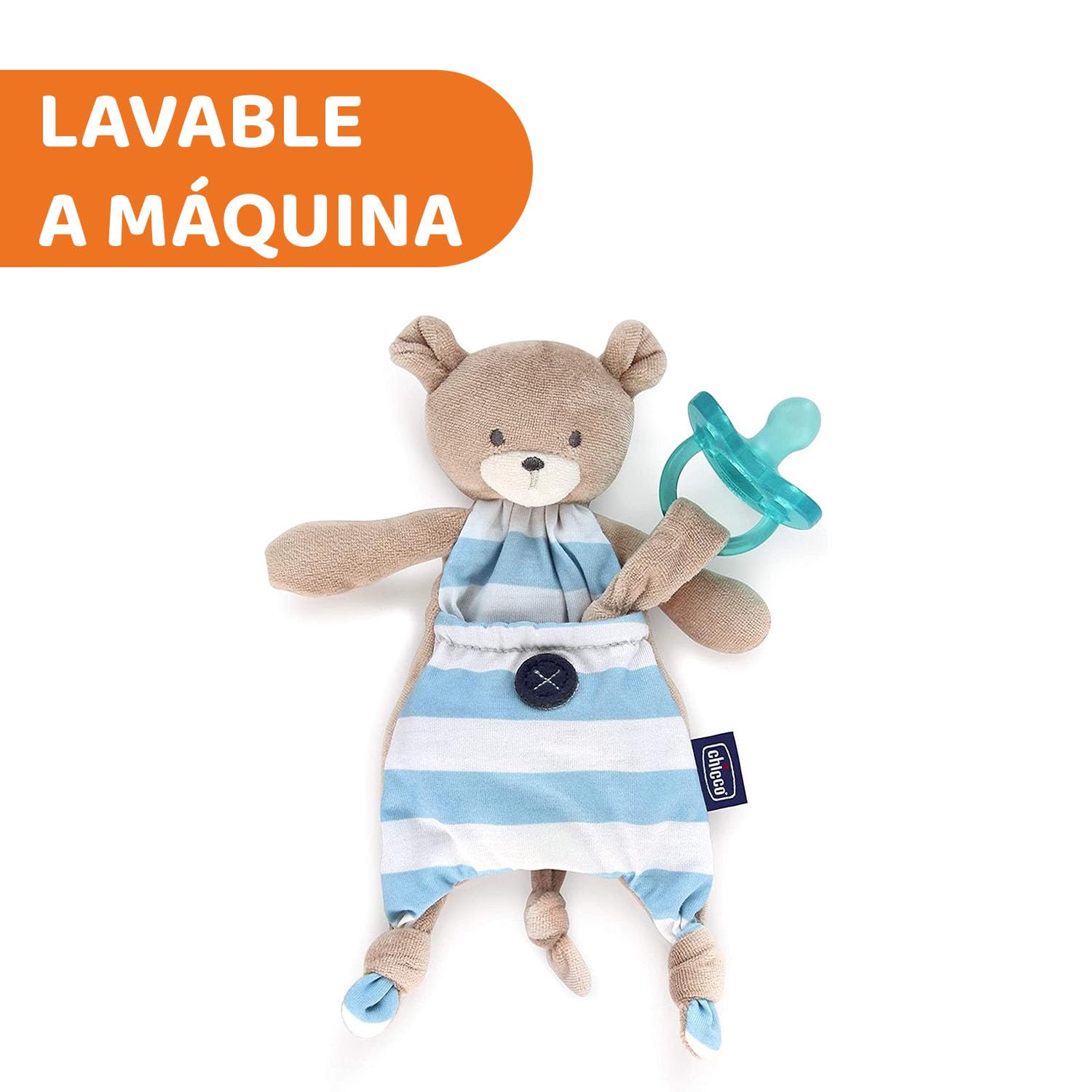 CHICCO, Porta Chupón Pocket Friend, Color Azul
