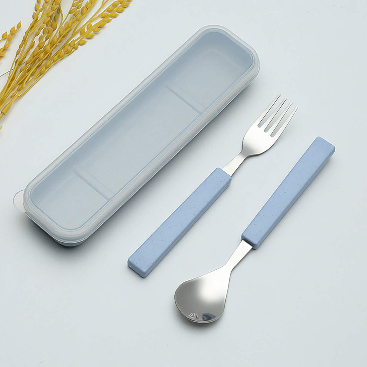 VANRA - Juego de cubiertos para niños de 2 piezas, juego de vajilla de acero inoxidable 18/10, juego de cubiertos plateados, juego de cubiertos para la cena, juego de cuchara y tenedor con estuche de