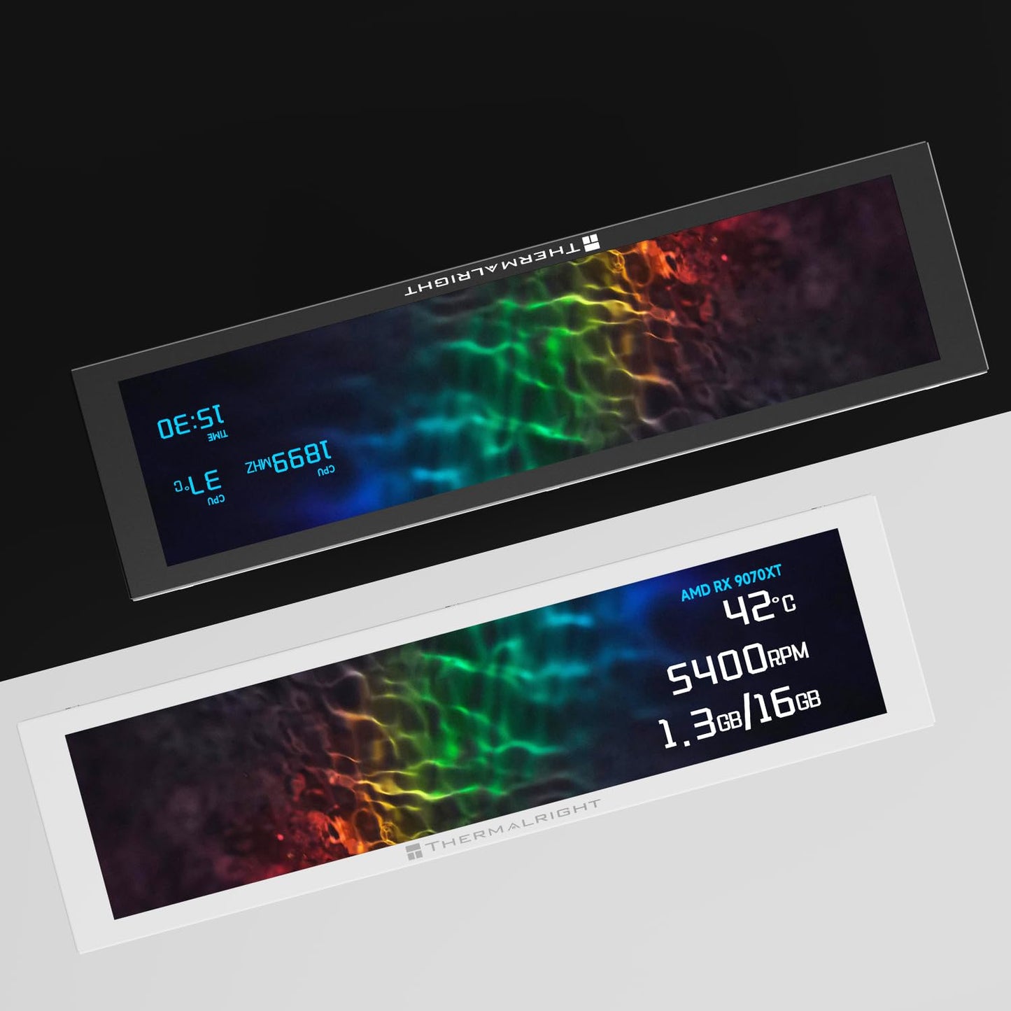 Thermalright TV 9.16 visualización LCD blanca – Succión magnética, panel IPS de 9.16 pulgadas, resolución de 1280 x 480 para conmutación de imagen estática/dinámica, se puede emparejar con un