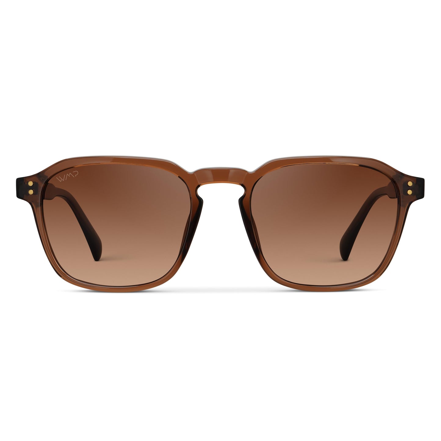 WearMe Pro Gafas de sol cuadradas polarizadas para hombre – Ajuste ancho, estilo retro, UV400, montura ligera para conducir y uso diario (marrón terracota/marrón cobre degradado L
