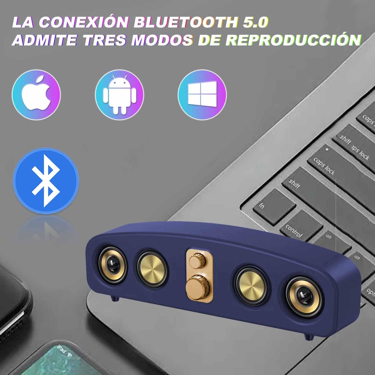 Bocina Bluetooth, Bocinas para PC, Barras de Sonido, Altavoces RGB para Juegos, Bocina Compatible con Múltiples Modos de Reproducción (Bluetooth, Cableado, USB, Disco U, Tarjeta TF, AUX, etc)