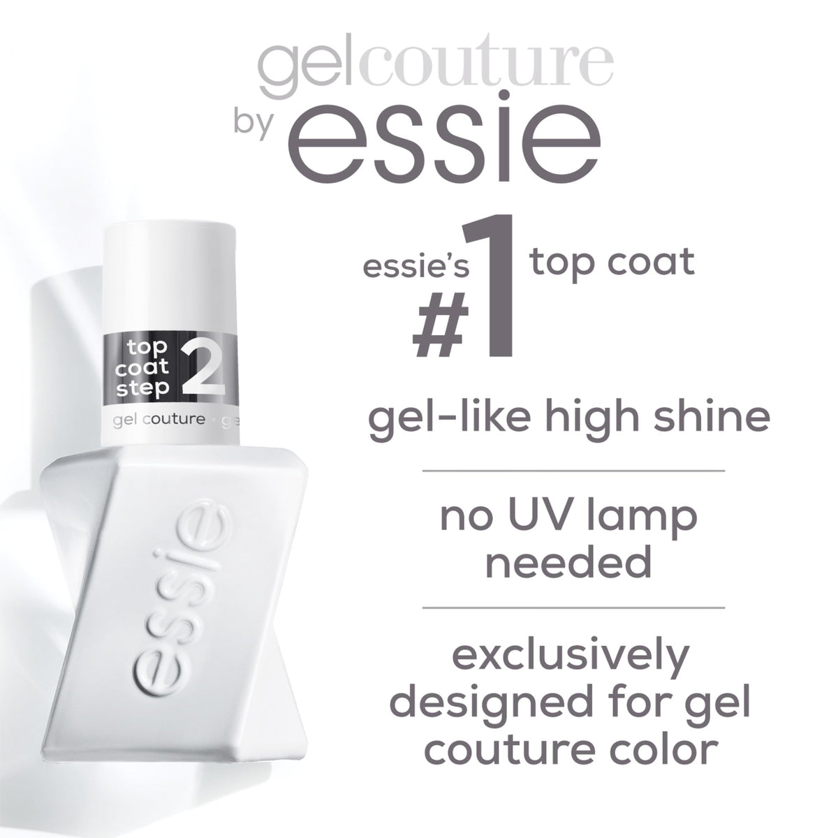 essie gel couture platinum grade finish top coat, top coat, 0.46 fl. oz. (packaging may vary )