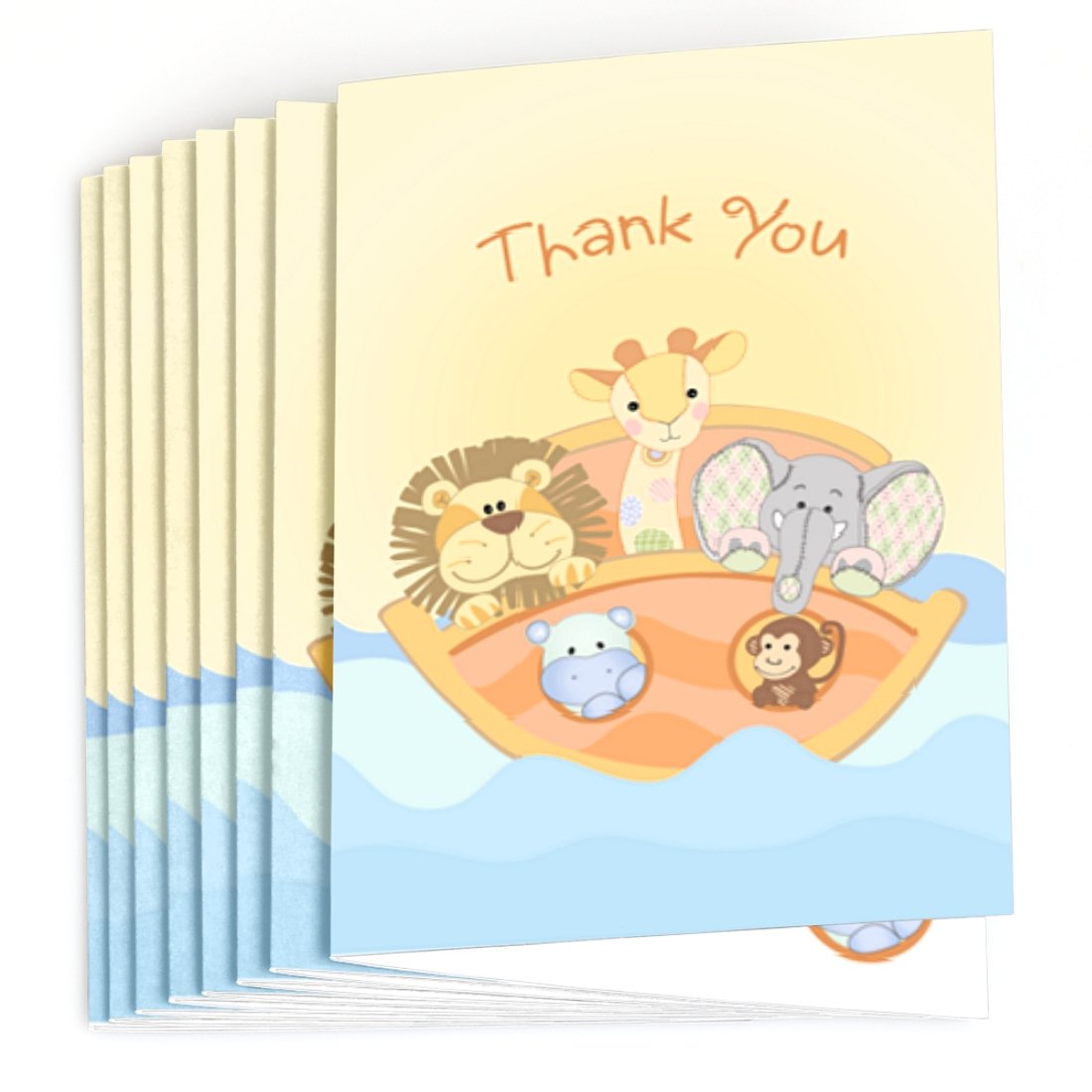 Big Dot of Happiness Noah's Ark - Tarjetas de agradecimiento para baby shower (8 unidades)