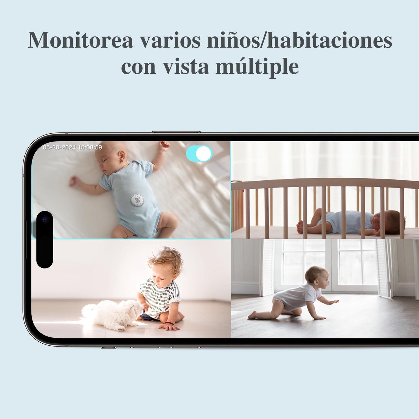 Monitor Inteligente para Bebés Sense-U Sin Sensor Blanco con Detección de Sonido