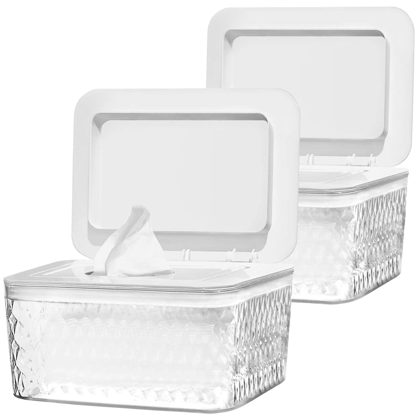 HSWT 2 paquetes de dispensador de toallitas, dispensador de toallitas con diseño de sello, soporte para toallitas, caja para baño, mantiene las toallitas frescas, a prueba de polvo y antideslizante