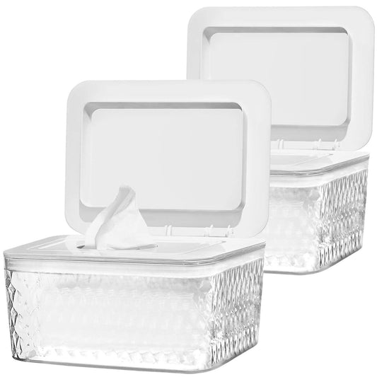 HSWT 2 paquetes de dispensador de toallitas, dispensador de toallitas con diseño de sello, soporte para toallitas, caja para baño, mantiene las toallitas frescas, a prueba de polvo y antideslizante
