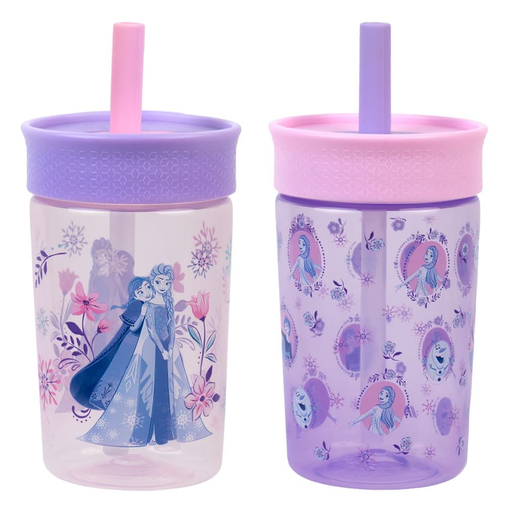 VIORA Termo Infantil Twin Tumb, Vaso Entrenador para Niños de 450 ml (2Pzs), Popote Flexible Antiderrames, Fácil de Limpiar, Ideal para Viajes, Botella de Agua para Niños, Apto para Lavaplatos