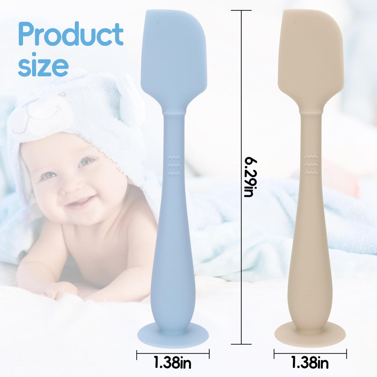 YENLNI Espátula para crema de pañal (paquete de 2) con estuche de viaje higiénico, espátula para el trasero de bebé con base de succión, aplicador de crema para la dermatitis del pañal de silicona sua