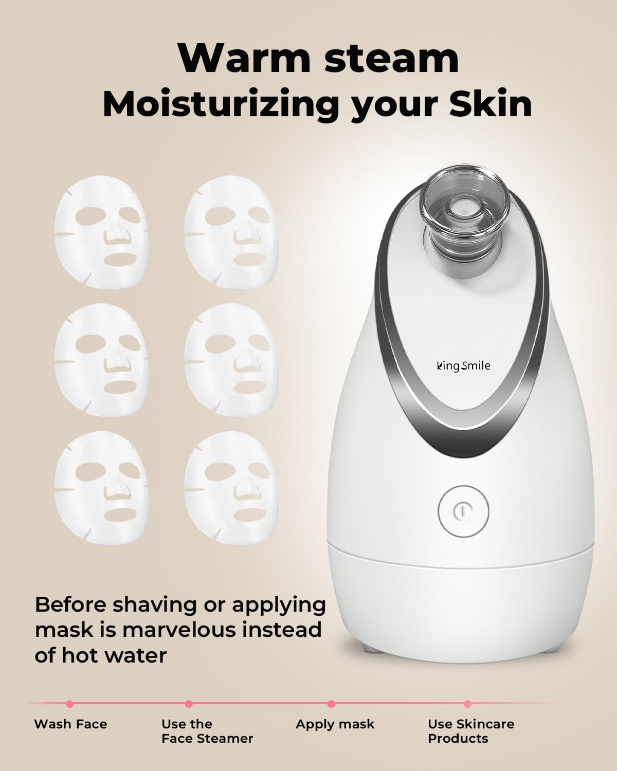 Kingsmile Face Steamer, vaporizador facial para la cara, niebla cálida para esteticista, vaporizador de vapor caliente profesional para SPA facial en el hogar con nano ozono, humidificador facial para mujeres y hombres, sinusitis destapa los poros