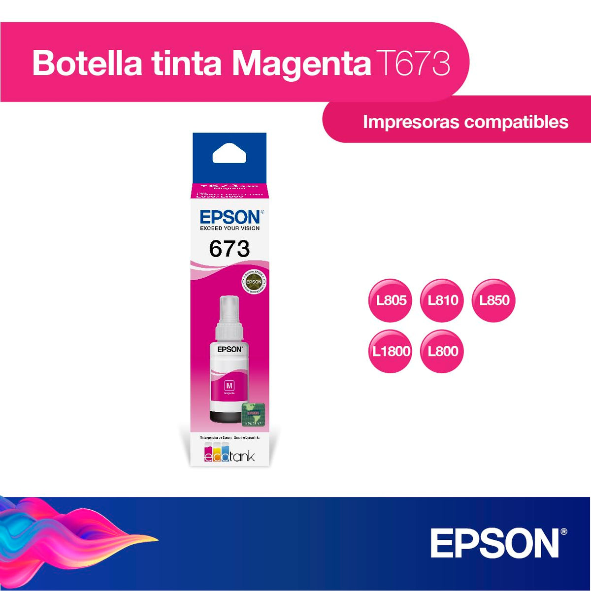 Cartucho de Tinta Epson Magenta T673320 para L800 y L1800