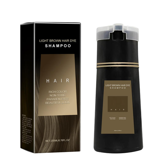 Hair Dye Shampoo, 3 in 1 Instant Hair Dye Shampoo, Color Shampoo Hair Dye for Hair Coverage, Champú colorante natural para cubrir canas, for All Hair Types,200ml (Marrón claro)