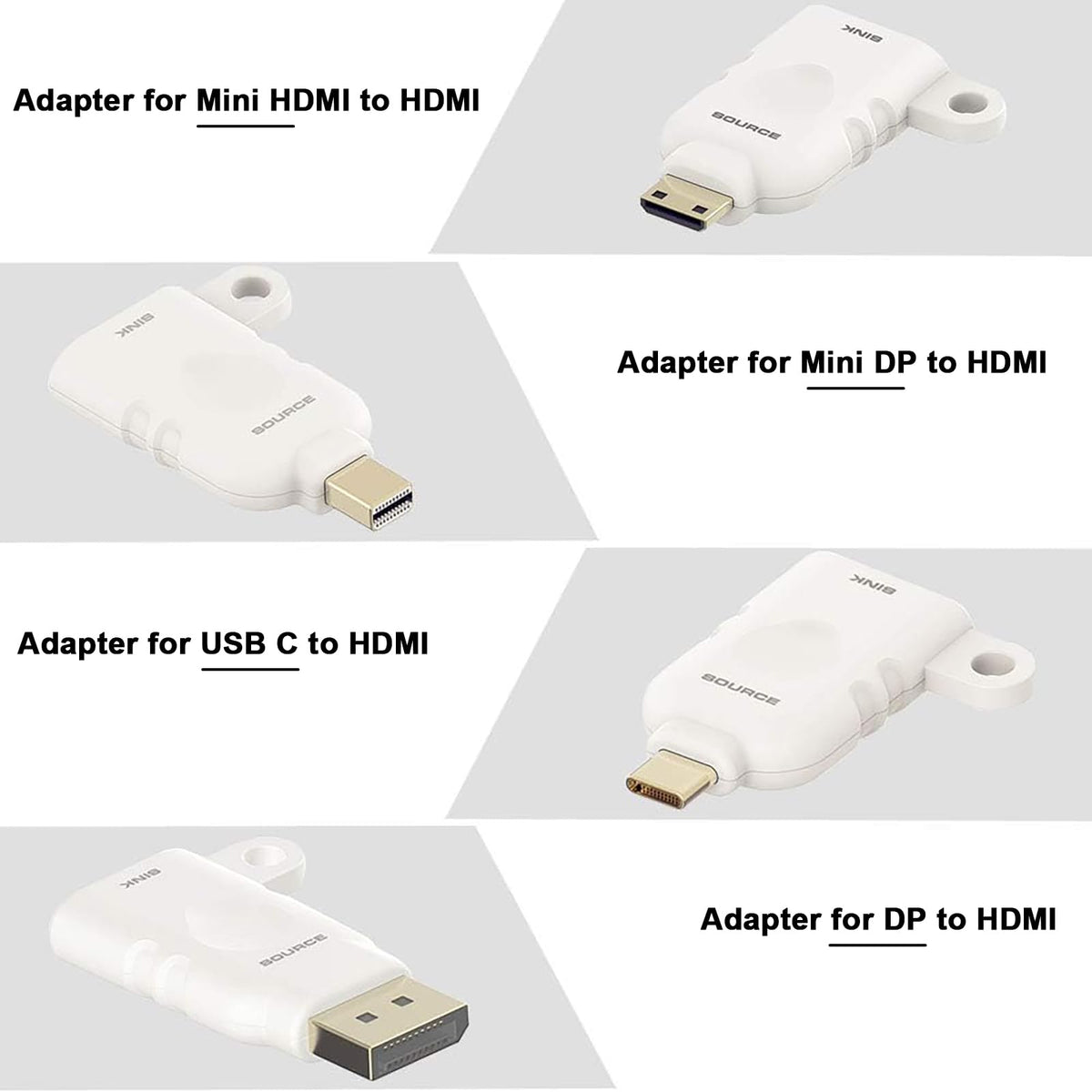 Kit Adaptador HDMI Universal con Anillo de Seguridad HDMI 4K USB C DisplayPort Mini DP HDMI Converter
