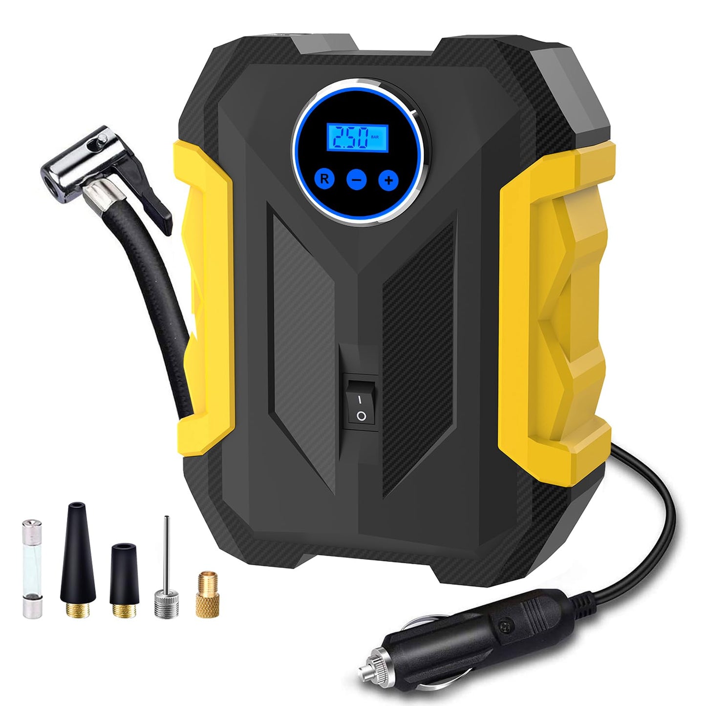 Compresor de aire digital para bomba automática de coche, inflador de neumáticos portátil con luz LED DC 12 V