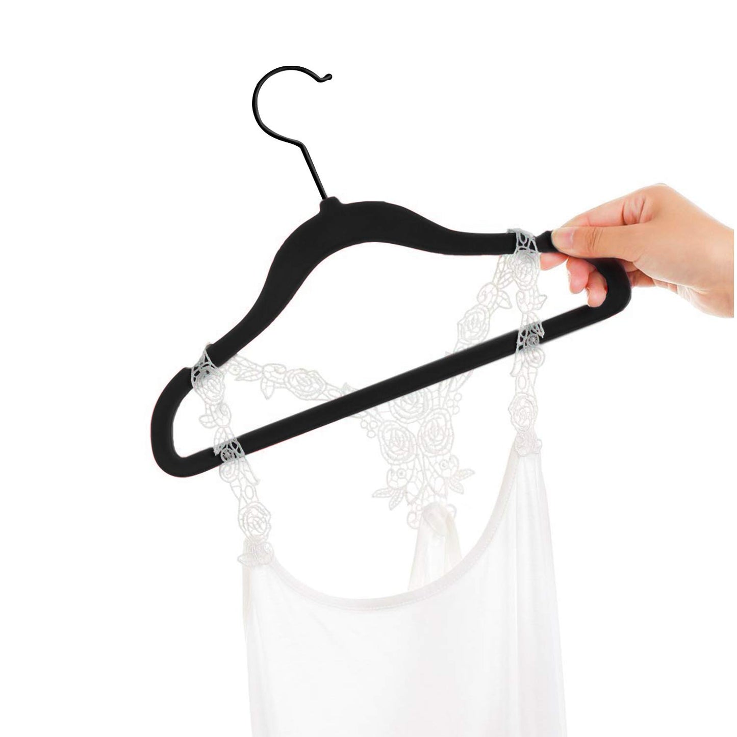 MIZGI Ganchos de terciopelo para bebé, ganchos antideslizantes para niños y niños pequeños, ganchos de 30 cm para ropa de bebé, paquete de 50 (negro/negro)