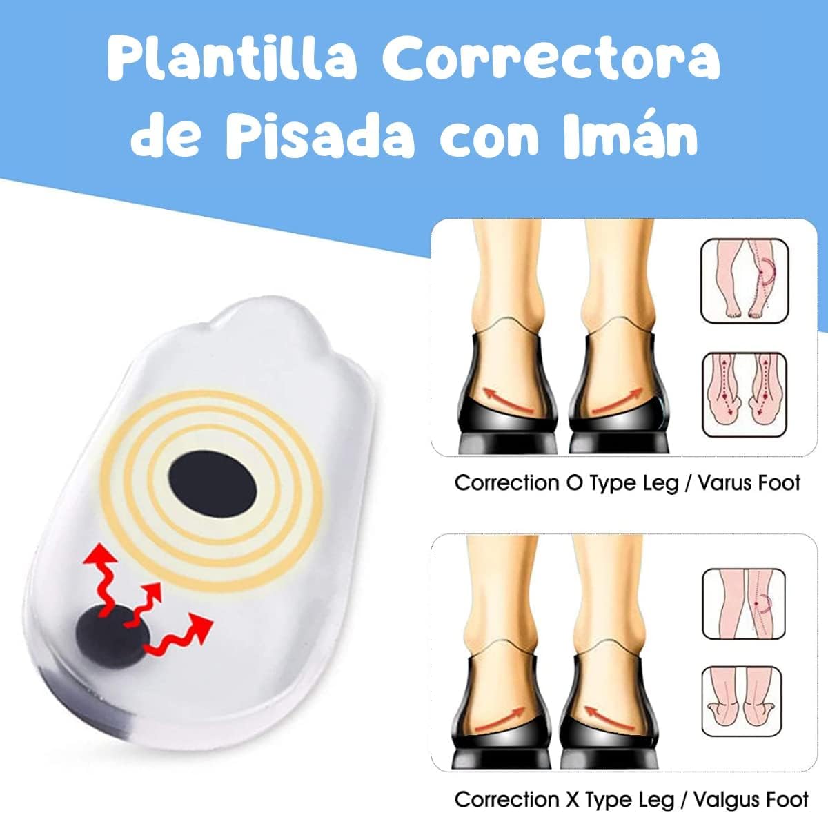 Plantillas Ortopédicas VERALY.MX Silicon Pie Pronador Imanes para Corrector de Supinación y Pronación