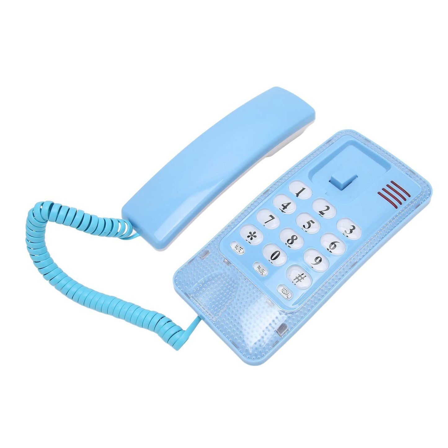 Luqeeg Teléfono Fijo Escritorio, Teléfono con Cable Montado en la Pared Teléfono Pared Retro Estilo Antiguo Rellamada una Tecla, Flash, Silencio, Pausa para El Banco La Oficina del Hotel del(Azul)