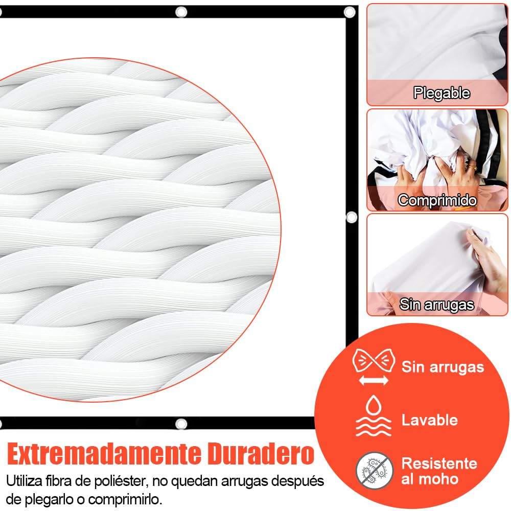 Visualización de Proyección de 150 Pulgadas,16:9 HD Pantalla de Proyector Portátil,Visualización de Proyector de Doble Cara,Pantalla de Cine Plegable para Camping,Cine en Casa,Oficina (150Pulgadas)