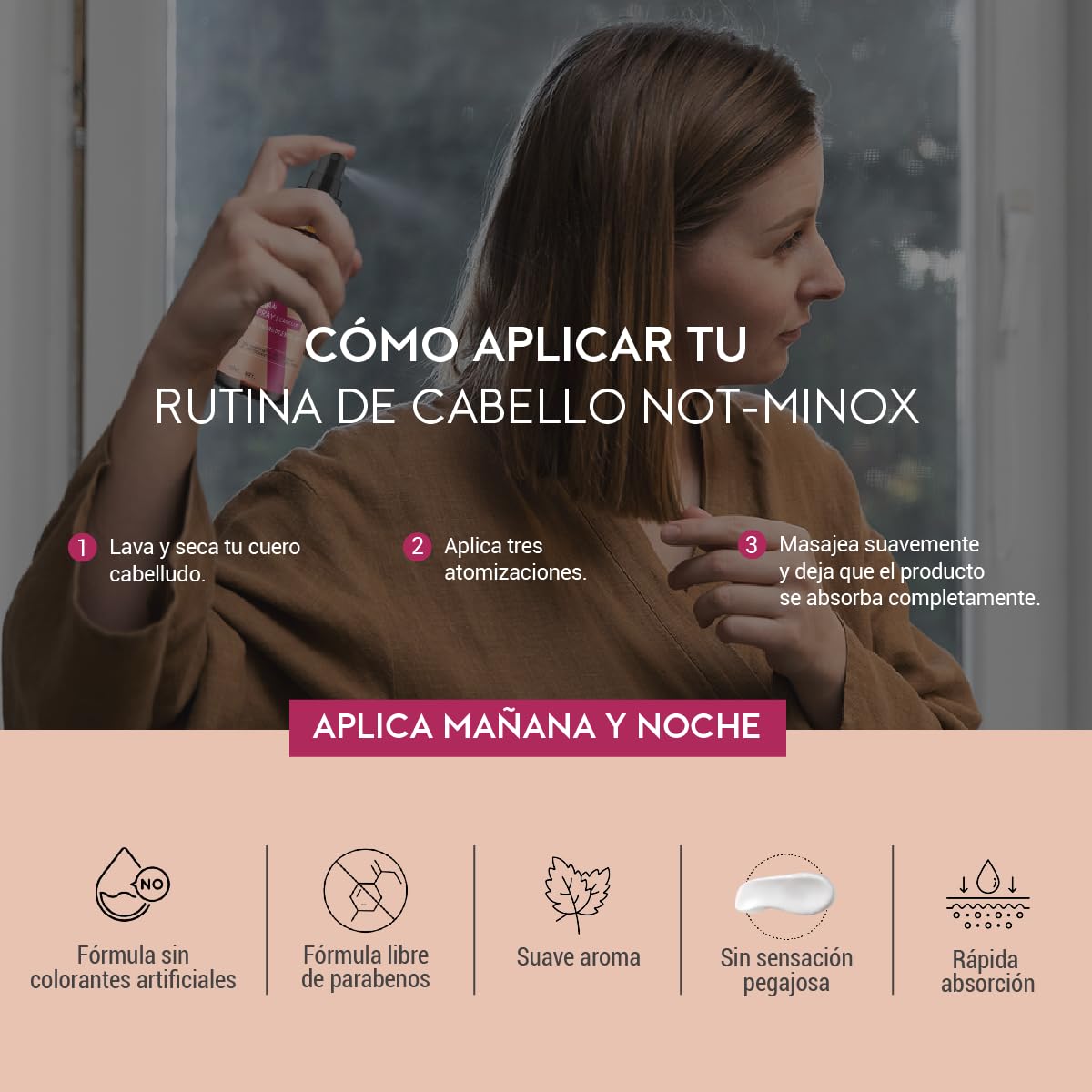 Spray para Crecimiento de Cabello NOT-MINOX Mujer con Biotina y Vitamina E