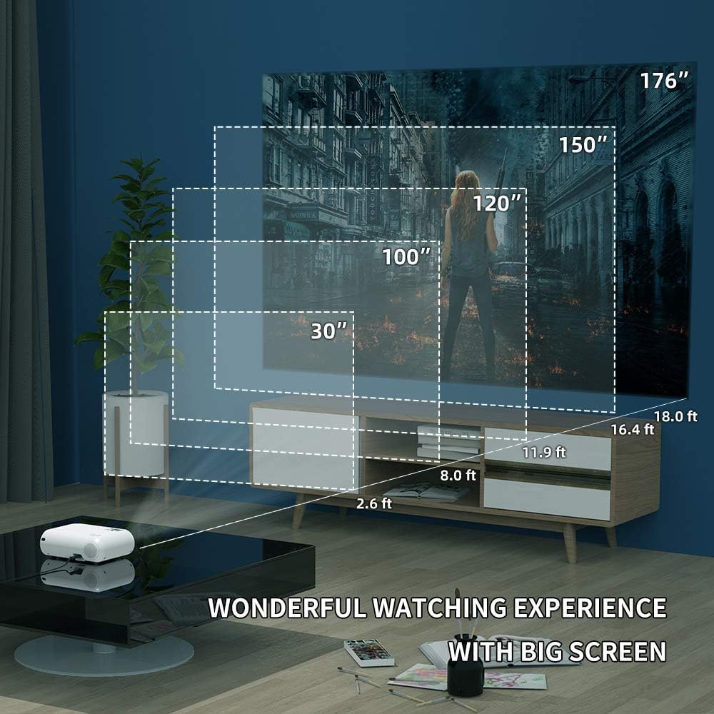 Proyector Salange Portátil WiFi 8500 Lux 1080P Full HD Dolby Sound Compatible con TV Stick HDMI USB AV VGA